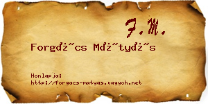 Forgács Mátyás névjegykártya